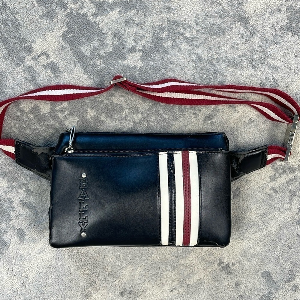 Bally Bum Bag Fanny Pack Sling Belt Bag Stripe DIY NEEDS REPAIR